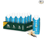 ALOHA Organic Plant-Based Protein Drink – Vanilla Flavor | GLP-1 Friendly with 18g Protein, 5g Sugar, 3g Fiber | Made w/Creamy Coconut Milk, No Stevia | Vegan, Non-GMO, Gluten-Free, 11oz (12 Pack)