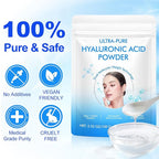 Hyaluronic Acid Serum Powder for Skin,Low and High Molecular Weight,Cosmetics Grade Skin Hydration and Moisture Support Supplements - Vegan, Water Soluble 100 Grams