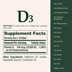 Nature's Bounty Vitamin D for Immune Support, Vitamin D Provides Immune Support and Promotes Healthy Bones, 10000IU, 72 Softgels (Pack of 2)