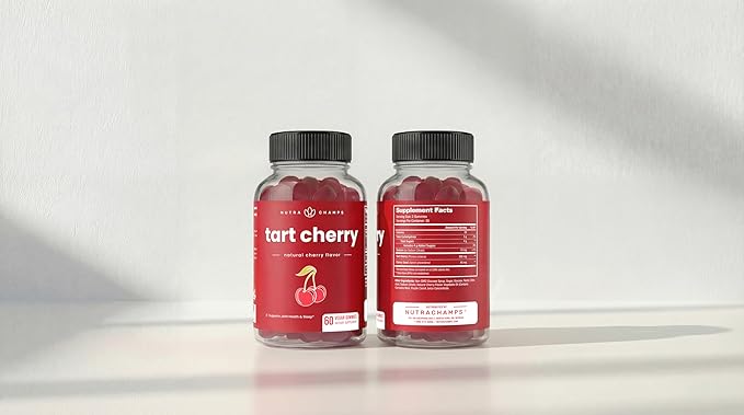 NutraChamps Tart Cherry Gummies - Tart Cherry Extract with Celery Seed - 60 Vegan Gummies (2-Pack)