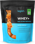 LEGION Whey+ Protein Whey Isolate from Grass Fed Cows (Salted Caramel, 30 Servings) - Whey Protein Isolate Powder, Low Calorie, Non-GMO, Sugar Free, Lactose and Gluten Free, All Natural Protein Powder