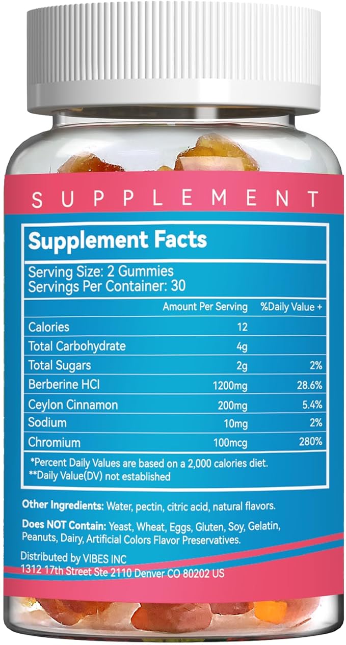 2 Pack Berberine Gummies -1200mg Berberine Supplement with Ceylon Cinnamon for Metabolism and Energy Support, Vegan Gelatin-Free-120 Count