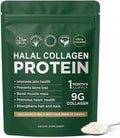 Halal Collagen Protein Powder - Pure Halal Collagen Peptides Grass Fed Organic Hydrolyzed Powder, Skin Glows | Joints Support | Gut Support, Non GMO, Sugar Free, Unflavoured, 30 Servings