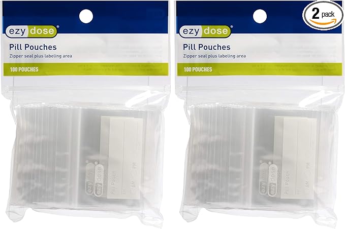 Ezy Dose Pill Packs, Pill Organizer Pouches, 100 Count | Disposable | Pack of 2