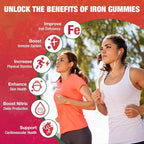 Vegan Iron Gummies - High Potency Iron Supplement for Women & Men - Supports Energy & Immune Health - Strawberry Flavor (60 Count)