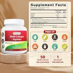 Best Naturals Multiple Collagen Peptides Protein Type I, II III, V & X Collagen unflavored 1 Pound - Grass Fed & Pasture Raised - Water Soluble - Easy to Mix