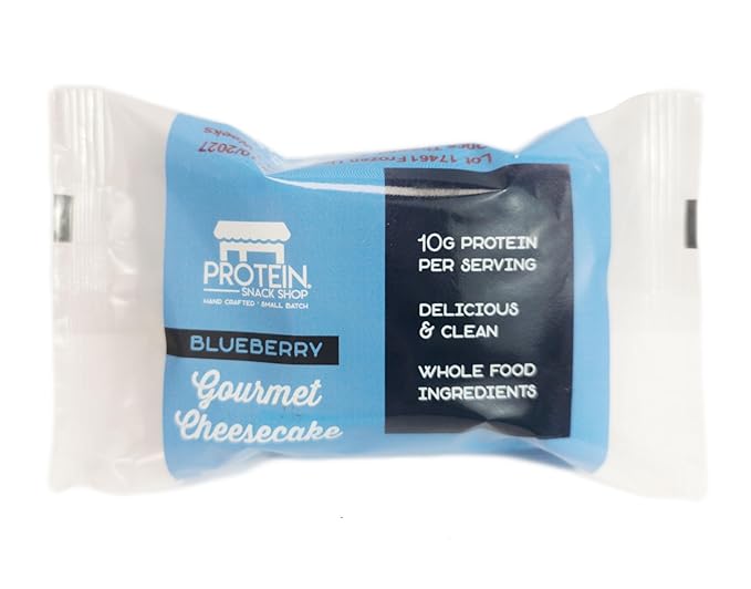 Low Carb Protein Cheesecake Bars | High Protein, Gluten-Free, Clean Ingredients Snack Bars (8, Blueberry)