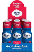 Dream Water Sleep Aid Supplement Drink; Melatonin 5mg, GABA, 5-HTP; Zero Sugar, Natural Flavors, No Added Colors, 2.5 oz Liquid Sleep Shots, Nighttime Nectar, 12-Count