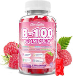 Vitamin B Complex Gummies, All B Vitamins + Methyl B12, B1, B2, B3, B5, B6, Biotin, Methylfolate, Vitamin C, Choline, Inositol, PABA for Energy & Immune Support, Raspberry Flavor, 60 Count