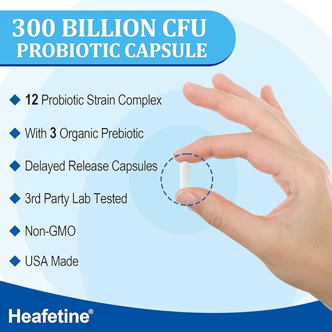 300 Billion CFUs Probiotics for Women & Men - 12 Strains + 3 Organic Prebiotics, Probiotics for Digestive Health & Immune, Gut Health & Bloating, Gut Health for Women & Men - 60 Capsules