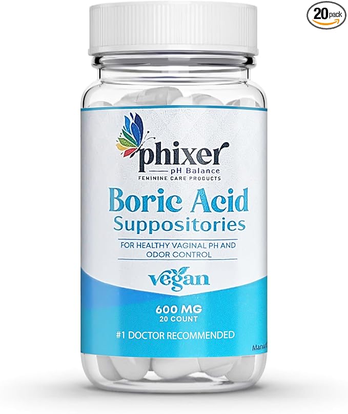 Vaginal Boric Acid Suppositories for Women - 20 Suppositories 600MG Each for Chronic Yeast Infections and Vaginal Odor - Vaginal Use Only - Made in USA