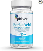 Vaginal Boric Acid Suppositories for Women - 20 Suppositories 600MG Each for Chronic Yeast Infections and Vaginal Odor - Vaginal Use Only - Made in USA