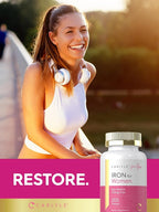 Carlyle Iron Supplement for Women | 200 Slow Release Tablets | Vegetarian, Non-GMO, Gluten Free Pills | for Her