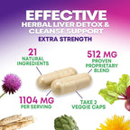 Gentle Liver Cleanse Detox & Repair Formula - Advanced Liver Support Supplement with Silymarin Milk Thistle, Dandelion Root, Artichoke Extract, Turmeric, Choline, & Beetroot - 240 Veggie Capsules