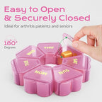 Pill Organizer Weekly - Cute Medicine Pill Organizer 7 Day, Large Daily Pill Box for Travel, SHIJOINYU Pill Dispenser Case 1 Time a Day for Medication/Supplement/Fish Oil (Pink)