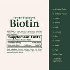 Nature's Bounty Biotin, Supports Metabolism for Cellular Energy and Healthy Hair, Skin, and Nails, 5000 mcg, 60 Quick Dissolve Tablets