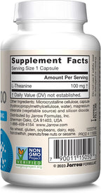 Jarrow Formulas® Regular Strength Theanine 100 mg,Dietary Supplement,60 Capsules,60 Day Supply,(Pack of 2)