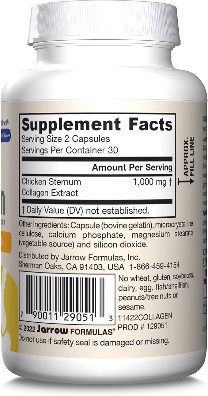 Jarrow Formulas® Type II Collagen Complex 1000 mg Supplements, Supports Skin and Joint Health, 60 Capsules, 30 Day Supply