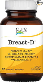 Breast D by Pure Essence - Natural Supplement for Estrogen Balance, Hormonal Acne, and Menopause Support with Vitamin D3, Calcium, Green Tea & Lycopene - 90 Capsules