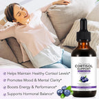 Cortisol Supplements for Women & Men, Cortisol Reducer, Support Hormone Balance, Mood, Focus & Sleep, 10 in 1 Cortisol Drops with Magnesium, Ashwagandha, L-theanine, Blueberry Flavor (1)