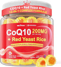 Red Yeast Rice Gummies 600mg & CoQ10 200mg for Adult, 12-in-1 High Absorption Coenzyme Q10 Supplement Plus Omega 3, PQQ, Astaxanthin, Methyl B12, Support Brain, Energy, Immunity, Antioxidant, 60Cts