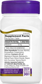 21st Century Melatonin 12 mg Quick Dissolve Max Strength Tablets, (120 Count) Sleep Aid for Adults, Cherry Flavored Sleep Supplement, Gluten-Free, No Artificial Colors or Preservatives