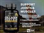 Multi Collagen Peptides Pills (Types Ⅰ,Ⅱ,Ⅲ,Ⅴ,Ⅹ) Grass Fed Collagen Pills (180 Capsules) - Hydrolysate Collagen Protein Blend for Hair, Skin, Nails, and Joint Support - Collagen Pills for Women