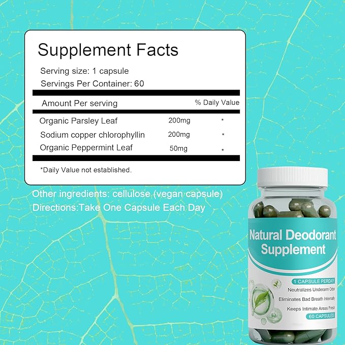 Mintora Bad Breath Capsules with Chlorophyll, Body Deodorizing Supplement, Chlorophyll Capsules, Internal Deodorant Supplement for Men & Women, Natural Odor Control for Bad Breath & Gut Health(1PC)