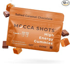 SGC Highest Concentration 100mg Caffeine per Gummy, 2 Gummies per Pack, 12-Pack Mocca Shots Salted Caramel Plant-Based nootropic Instant Energy with Ginkgo biloba, Theobromine.