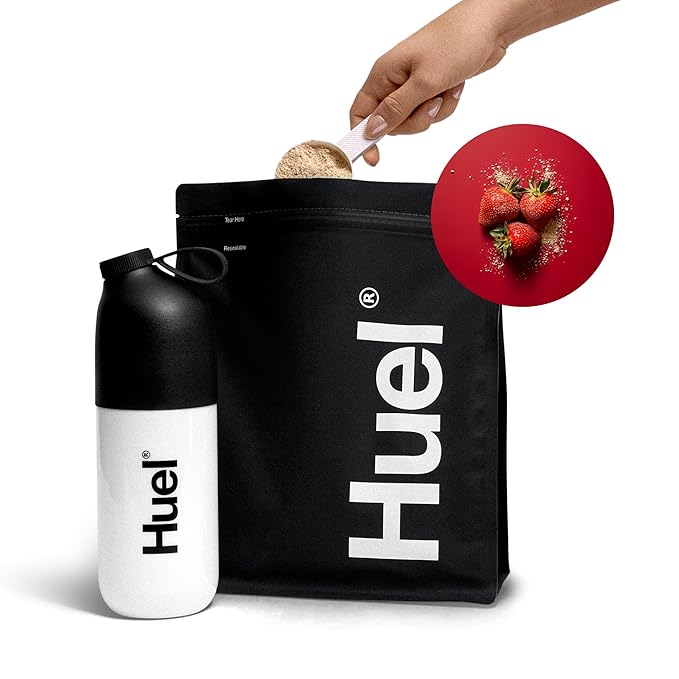 Huel Black Edition | Strawberry 40g Vegan Protein Powder | Nutritionally Complete Meal | 27 Vitamins and Minerals, Gluten Free | 17 Servings