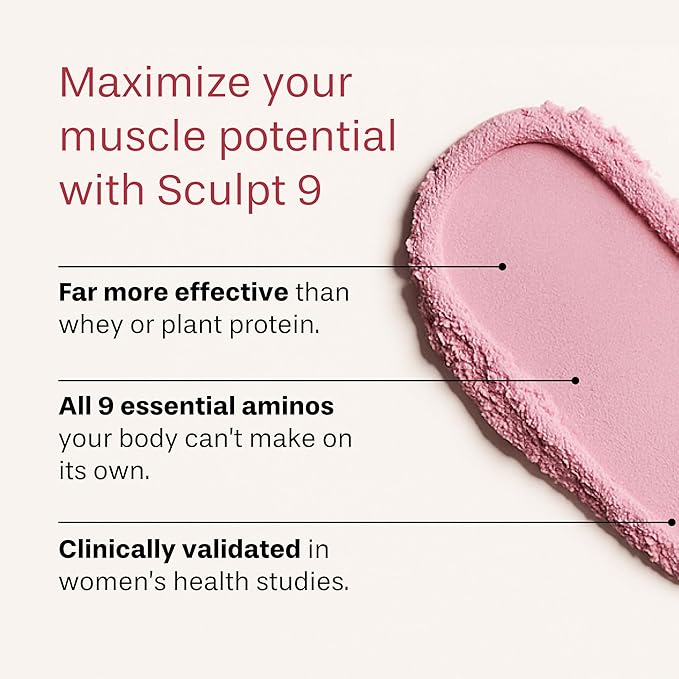 PVOLVE Sculpt 9 EAA & BCAA Powder for Women | Very Berry Flavor | Essential Amino Acids Supplement for Lean Muscle, Recovery & Strength | Non-GMO