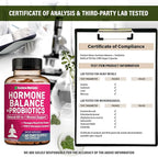 Hormone Balance + Probiotics for Women- Natural Menopause Relief, Weight Management, Bloating, Hot Flashes, PMS | Organic Maca, Chasteberry, Dong Quai & Black Cohosh | Non GMO |120 V Capsules