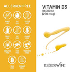NatureWise Vitamin D3 10,000IU (250 mcg) 30-Day Supply - High Potency for Healthy Immune Support & Muscle Function, Non-GMO, Gluten-Free in Organic Extra Virgin Olive Oil, (Mini Softgel), 30 Count