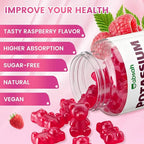 Potassium Citrate Gummies 1200mg, Sugar-Free Potassium Supplement for Adults Women & Men, Supports Leg Cramps & Muscle & Heart Health, Vegan, Gluten Free - Raspberry Flavor (120 Count)
