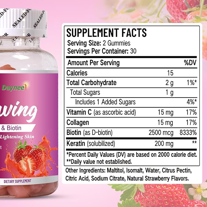 Skin Glowing Gummies, Contains Keratin & Bioth, Lightening Skin, Dark Spots, Pigmentation Care, Antioxidant, 60 Count