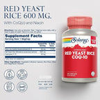 SOLARAY Red Yeast Rice Plus CoQ-10 & No-Flush Niacin Vitamin B-3, Healthy Heart & Cardiovascular Support, Non-Irradiated & Citrinin Free, 60 Day Money Back Guarantee, 100 Servings, 100 VegCaps