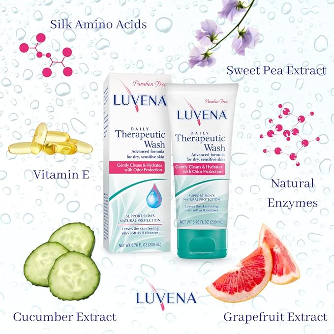 LUVENA Personal Wash - Intimate Wash for Women - Gentle Feminine Wash to Help Moisturize and Resist Odor - pH Balanced, Vitamin E, Paraben Free - Sweet Pea Scented 1pk- (6.76 oz)