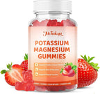 Potassium Magnesium Gummies – High Absorption Magnesium Glycinate – Magnesium Potassium Supplement Gummies with Vitamin B6, D3, B12 for Muscle Support, Sugar-Free Strawberry Flavor, 120 Count
