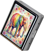 Weekly Pill Organizer, Metal Pill Box with 8 Compartments, Small Travel Pill Case for Purse Pocket, Medicine Vitamin Supplement Organizer (Rainbow Elephant)