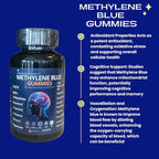Methylene Blue Gummies 12mg Made in USA Cognitive Support w/Added Vitamin C, NAD,L Methylfolate, Methylcobalamin b12, Mitochondrial Support, Brain Health & Focus, Clarity, methylated Vitamins