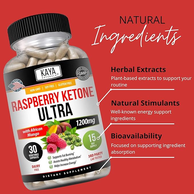 Kaya Naturals Keto Diet Raspberry Ketone - Weight Loss Supplement, Appetite Control, Boost Metabolism - 30 Count…