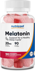 Nutricost Melatonin Gummies 20mg per Serving (180 Strawberry Flavored Gummies) - Gluten-Free