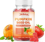 Pumpkin Seed Oil Supplement Gummies with Saw Palmetto for Hair Growth & Skin Health Support, High Pure Extract for Women & Men Extra Strength Pumpkin Seed, Strawberry Flavor, 120 Count