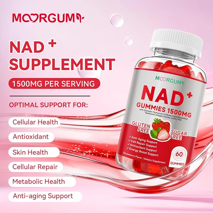 1500MG Core Collagen Supplements with N AD+ for Women & Men, Trans-Resveratrol, CoQ10, Nicotinamide Riboside Hydrogen Malate, for Healthy Aging & Antioxidant Support, 120 Gummies