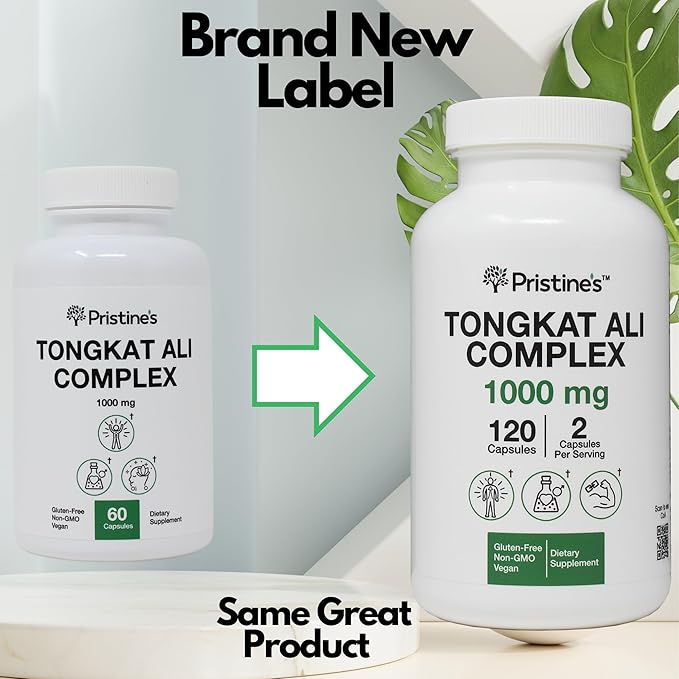 PRISTINE'S Tongkat Ali 1000MG Extract Capsule Supplement (3-Pack) -30 Day Supply - Athletic Performance Support - Mens Health & Lean Muscle Mass - Immunity Support
