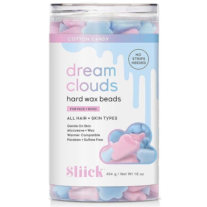Sliick Hard Wax Beads for Hair Removal, Dream Clouds - DIY At-Home Wax Beads for Face, Body & Sensitive Skin, No-Strip Formula, 16 oz