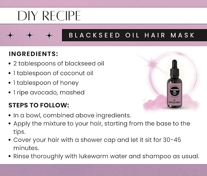 Earth N Pure Blackseed Oil (Kalonji Oil) Cold Pressed, Natural and Therapeutic Grade for Hair 15 ml