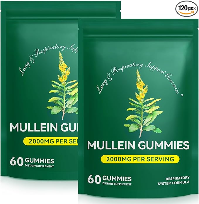 Mullein Gummies - Mullein Leaf Extract for Lungs, 2000mg Mullein Gummies for Lungs Detox