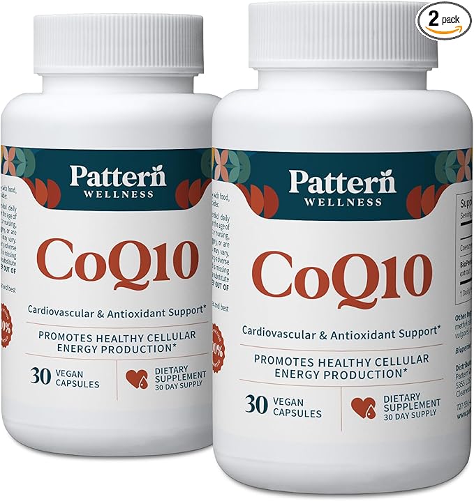 Pattern Wellness CoQ10 – 200mg Ubiquinone with BioPerine® Black Pepper Extract – Cellular Energy & Vitality Support – Non-GMO – 60 Vegan Capsules*