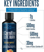 SIRENLABS L-Carnitine Elite Burn Liquid Keto Fat Burner and Metabolism Activator - Fat Loss Support Keto Friendly Weight Loss Increase Energy-Stimulant Free - Malibu Beach Blast 3000mg (32 Servings)